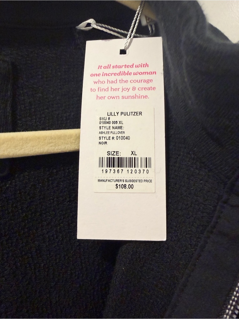 Lilly Pulitzer Black Half-Zip Pullover Sweater - Picture 6 of 6